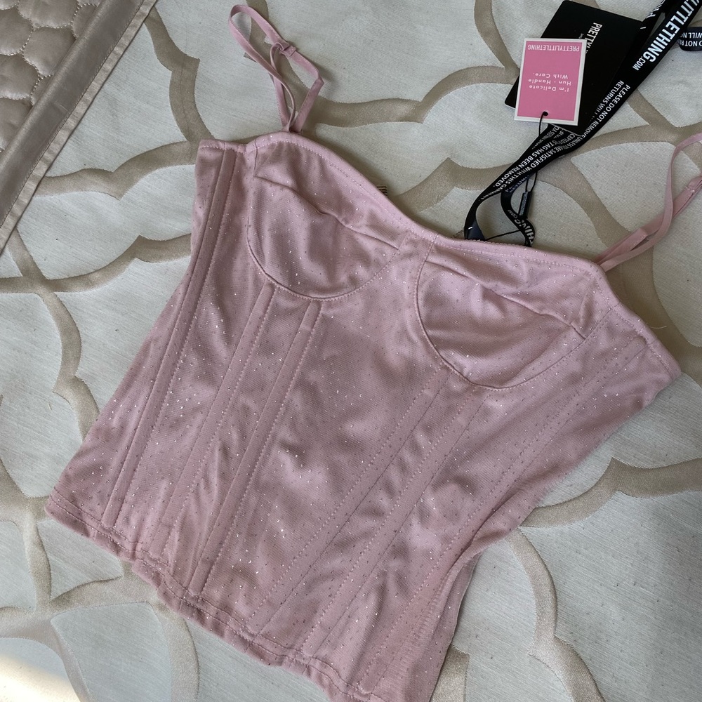 PINK SPARKLE BUSTIER CORSET -NWT